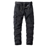 Men's Multi Pockets Slim Cargo Pants Hiking Combat Work Trousers Outdoor Casual Straight Fit Army Sweatpants