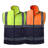 High Visibility Reflective Safety Vest with Front Zipper hi-vis Workwear Vest with Multi Pockets