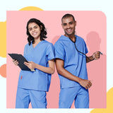 Scrubs Set Workwear Uniforms V Neck Poplin Twill Top Pant Nursing Suits