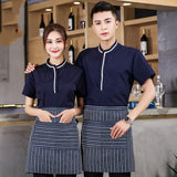 Summer Waitress Overalls Short Sleeve Hot Pot Shop Cafe Western Restaurant Waiter Uniforms Breathable Catering Clothing Workwear