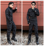 Cool Good Quality Black Army Uniform Shirt&Pants For Men Security Working Field Military Training Camping Climbing
