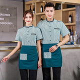 Restaurant Hot Pot Fast Food Waiter's Workwear Short Sleeve Waiter Uniforms Summer Unisex Cooking Clothing Kitchen Chef Shirt