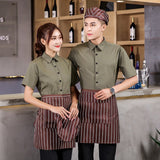 Summer Hotel Restaurant Waiter Uniform Catering Short Sleeve Work Clothing Food Service Coffee Shop Waiter Shirt Workwear