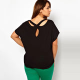 Plus Size Back Criss Cross Summer Elegant Top Women Short Batwing Sleeve Loose Casual T-shirt Large Size Work Office Tee 6XL 7XL