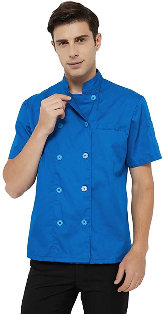 Short Sleeve Chef Coat Jacket Lightweight Button Chef Uniform