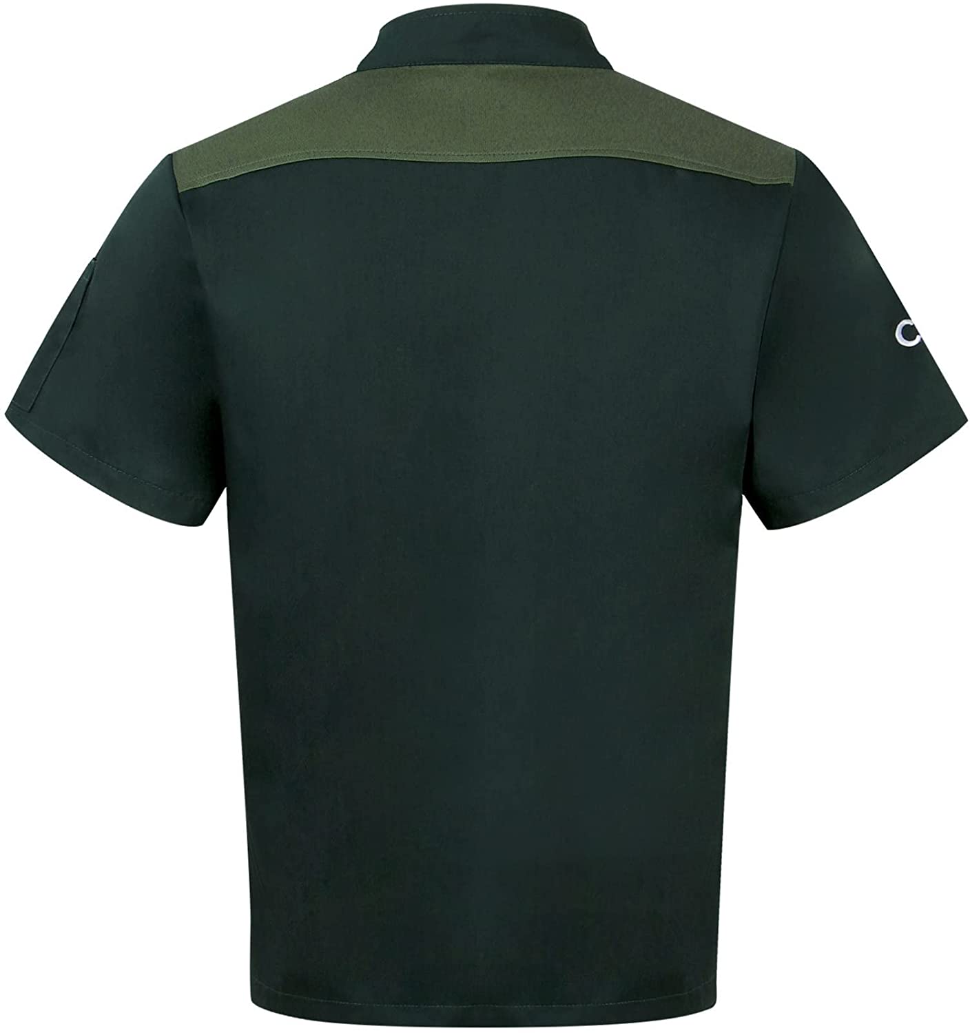 Men's Short Sleeve Chef Coat Jacket Restaurant Chef Uniform Breathable Tops with Pocket