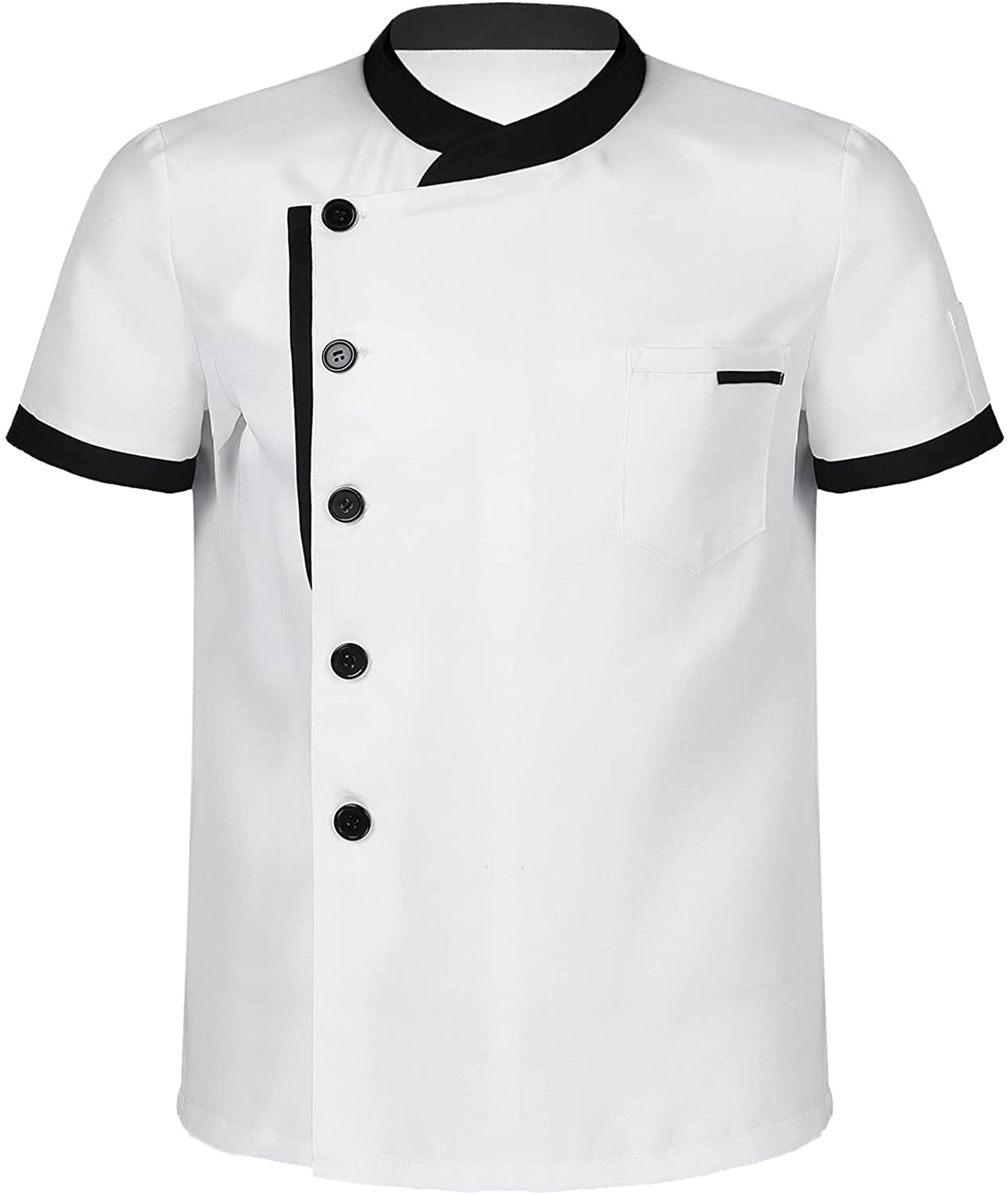 Mens Womens Chef Jacket Coat Short Sleeves Blouse Tops Summer Restaurant Hotel Work Uniform