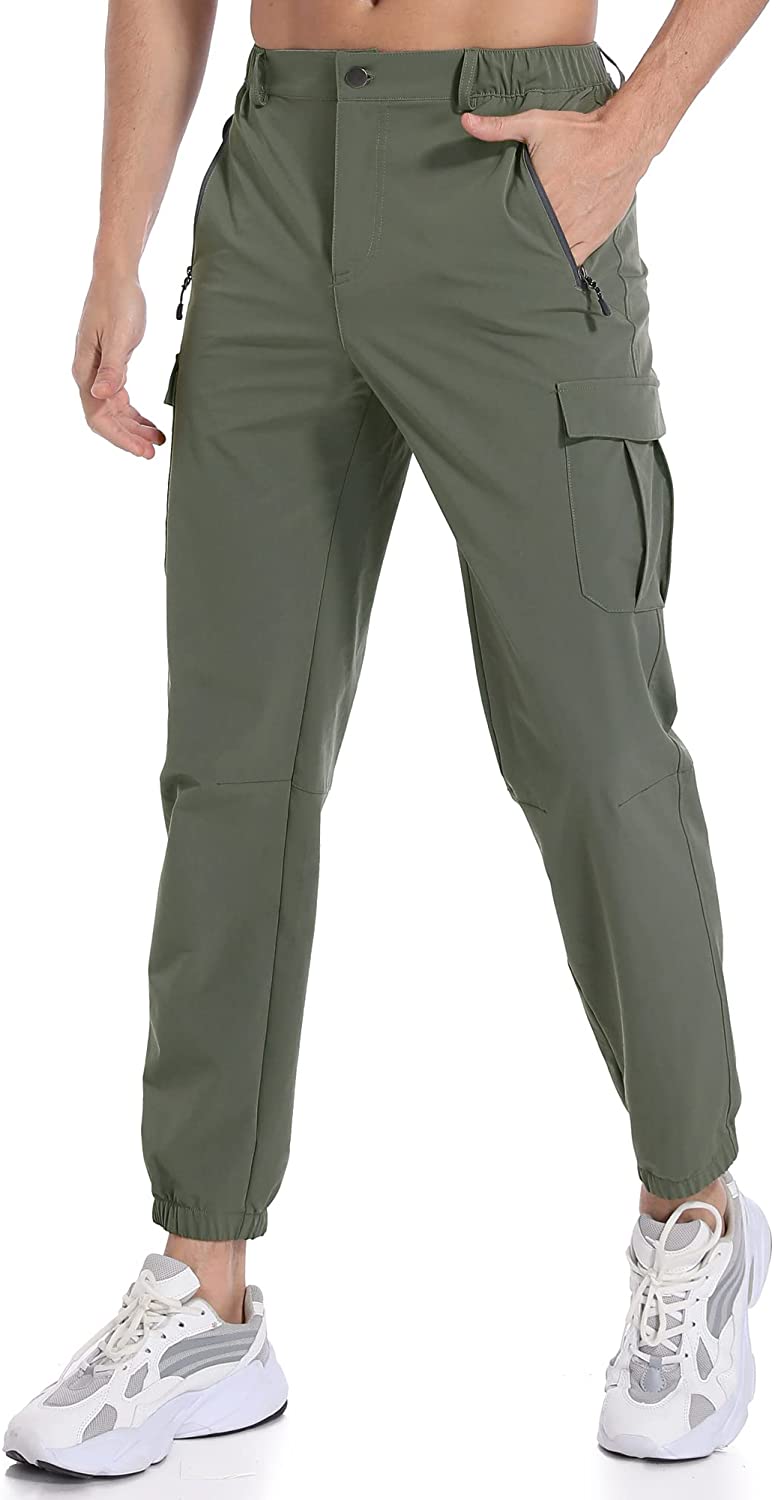 Men's Hiking Cargo Pants Lightweight Stretch Jogger Work Waterproof Outdoor Trousers with Pockets
