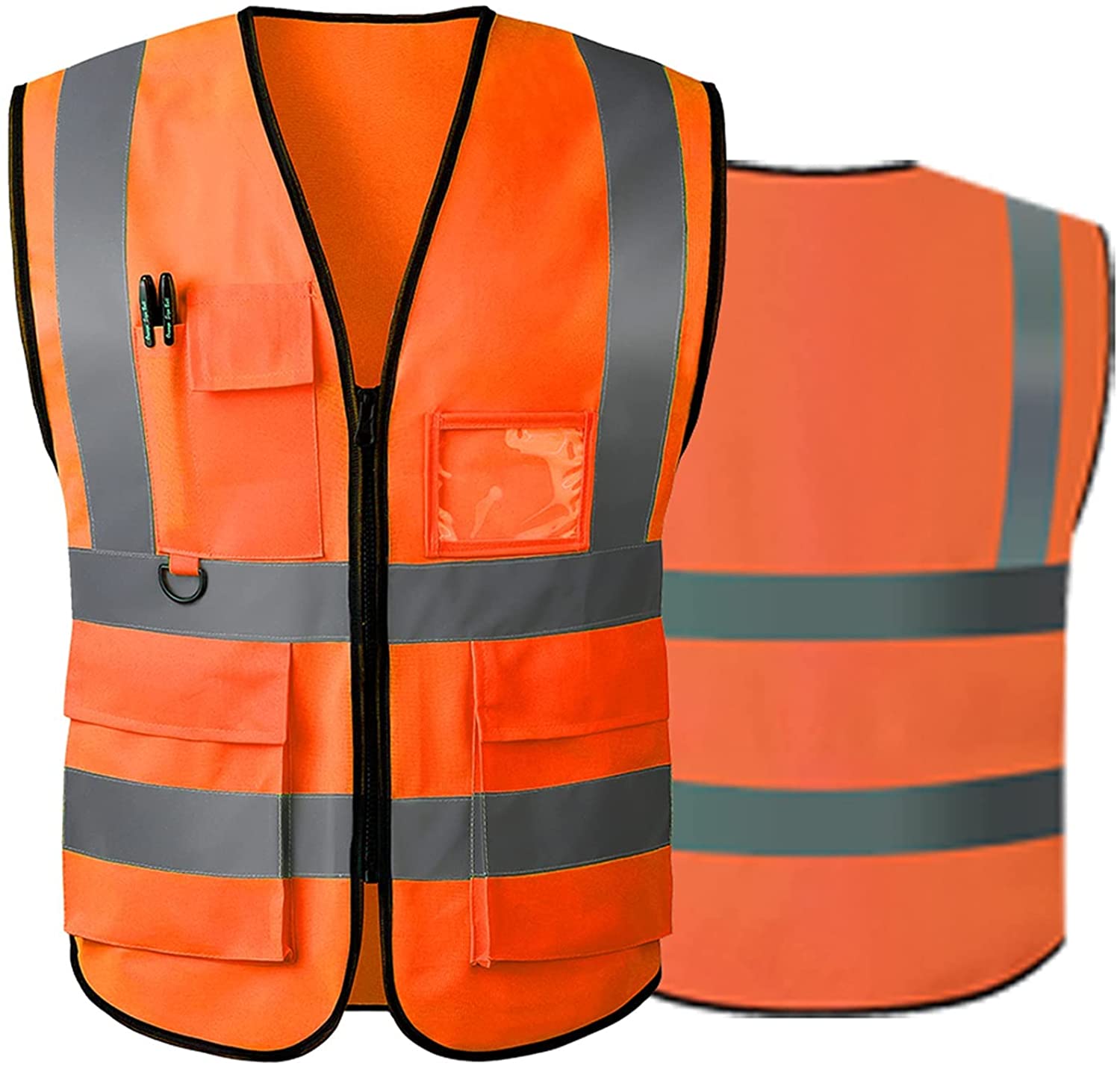 Reflective Safety Vest for Women Men High Visibility Security with Pockets Zipper Front Meets ANSI/ISEA Standards