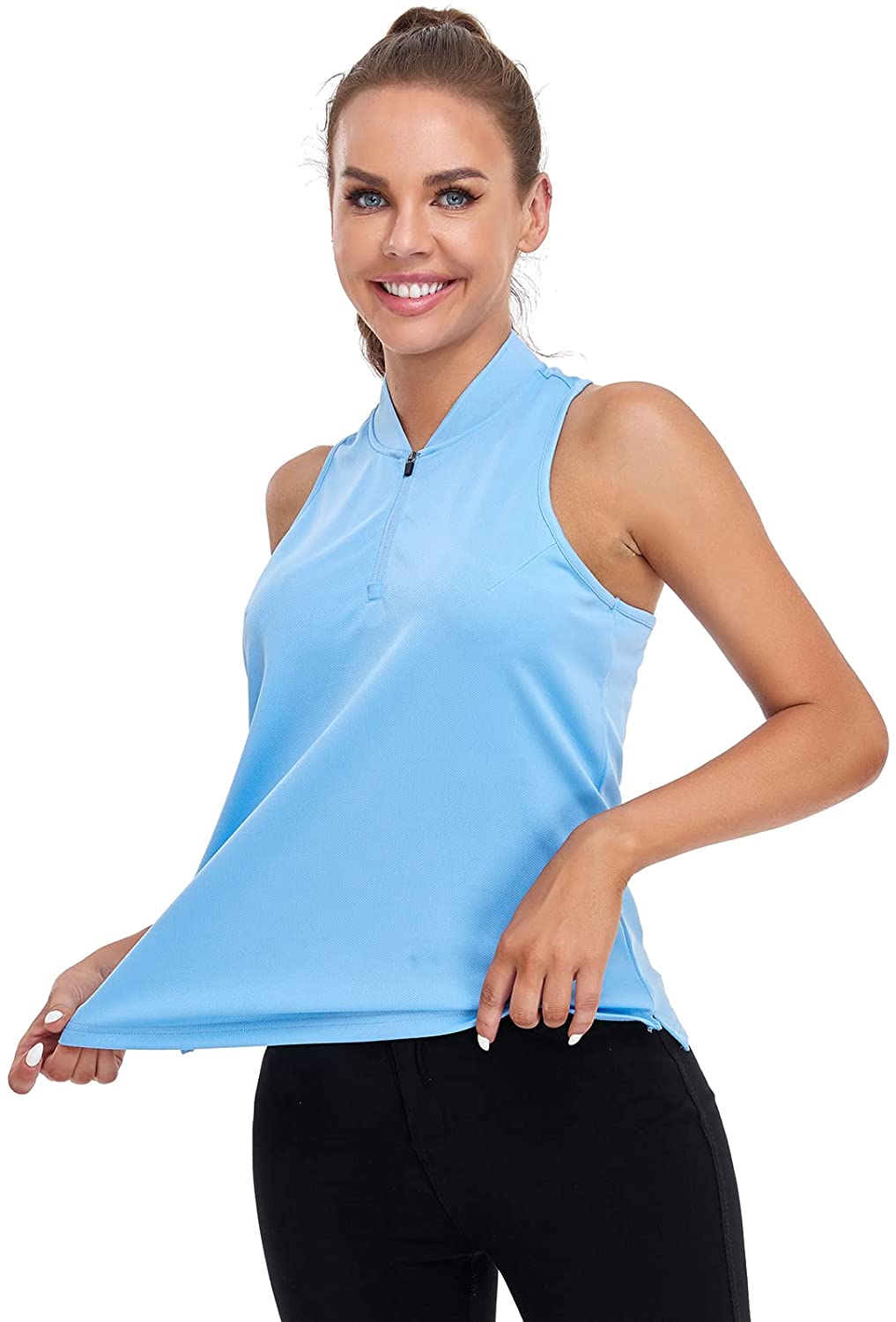 Women's Golf Polo Shirts Sleeveless Workout Tops Quick Dry Loose Fit Athletic Tennis Running Racerback Tank Top