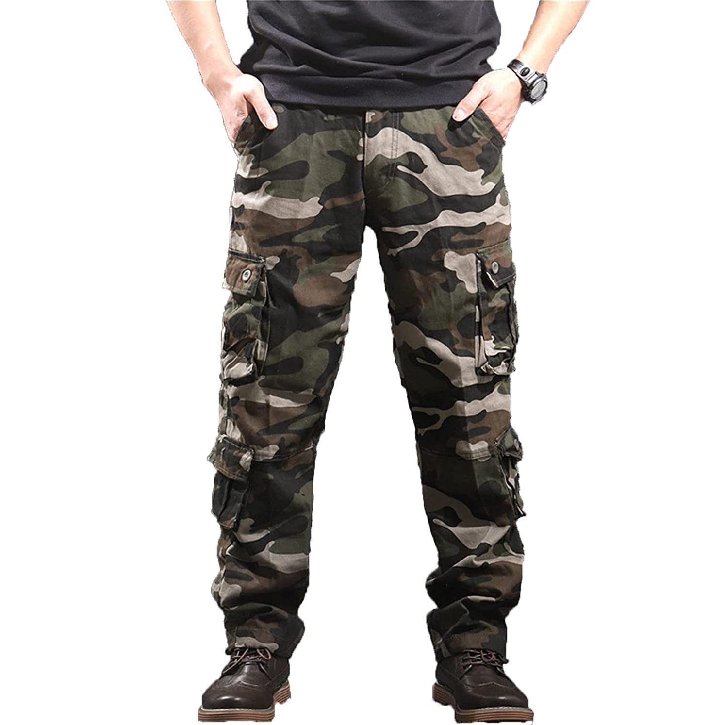 Men's Multi Pocket Military Pants Camo Combat Work Trousers Casual Hiking Pockets Army Slacks
