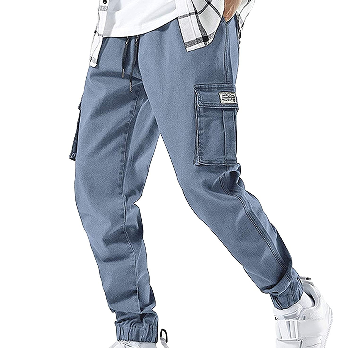 Streetwear Hip Hop Cargo Joggers Pants for Men Denim Overalls Sports Harness Feet Harlan Casual Trousers