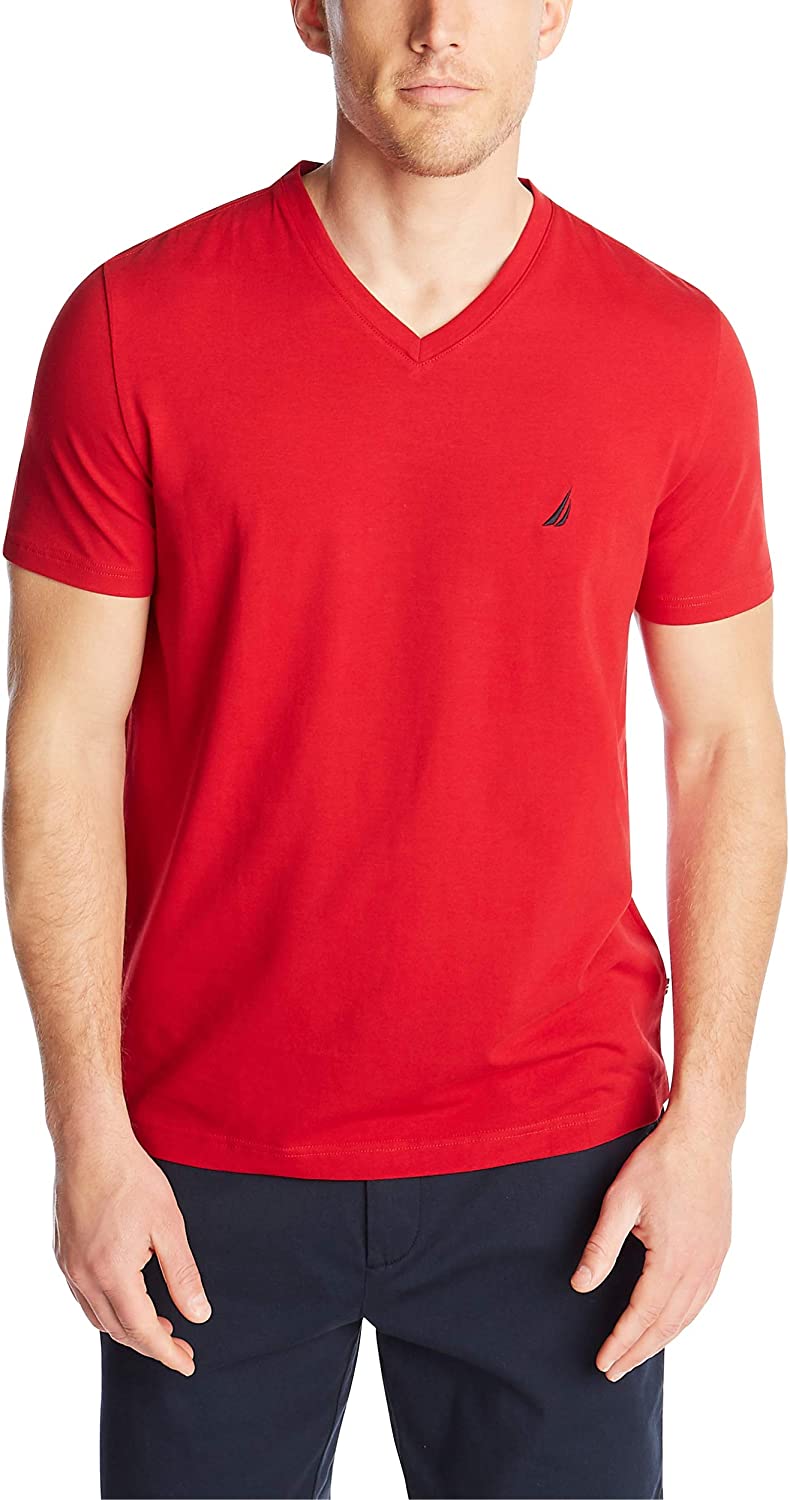 Men's Short Sleeve Solid Slim Fit V-Neck T-Shirt