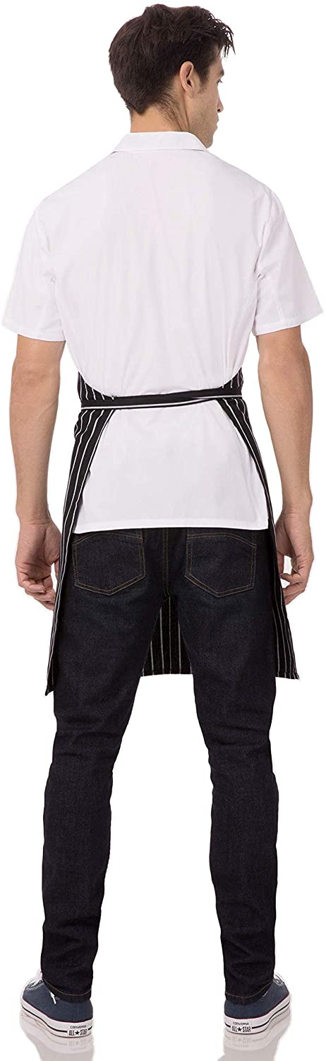 Mens Bib Apron apparel accessories, Black/White Chalk Stripe, 34.25-Inch Length by 27-Inch Width US