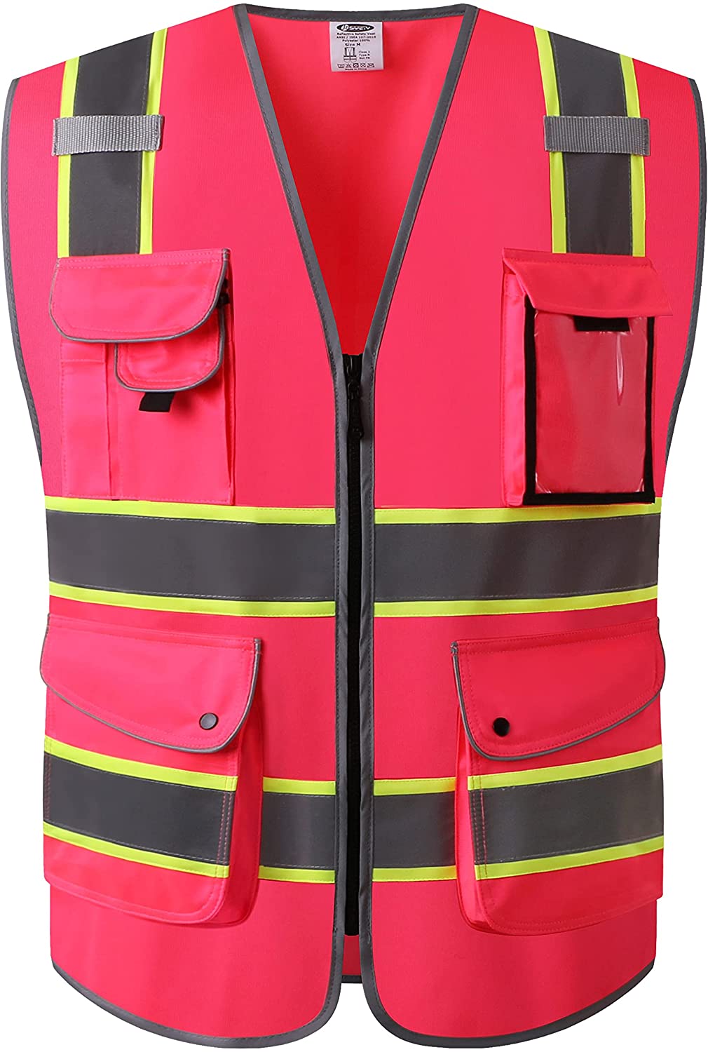 Safety Vest Black with Dual Tone High Reflective Strips Meets ANSI/ISEA Standard