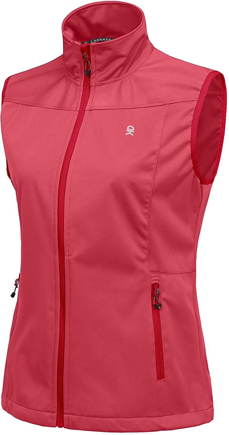 Women's Lightweight Softshell Vest, Windproof Sleeveless Jacket for Running Hiking Travel
