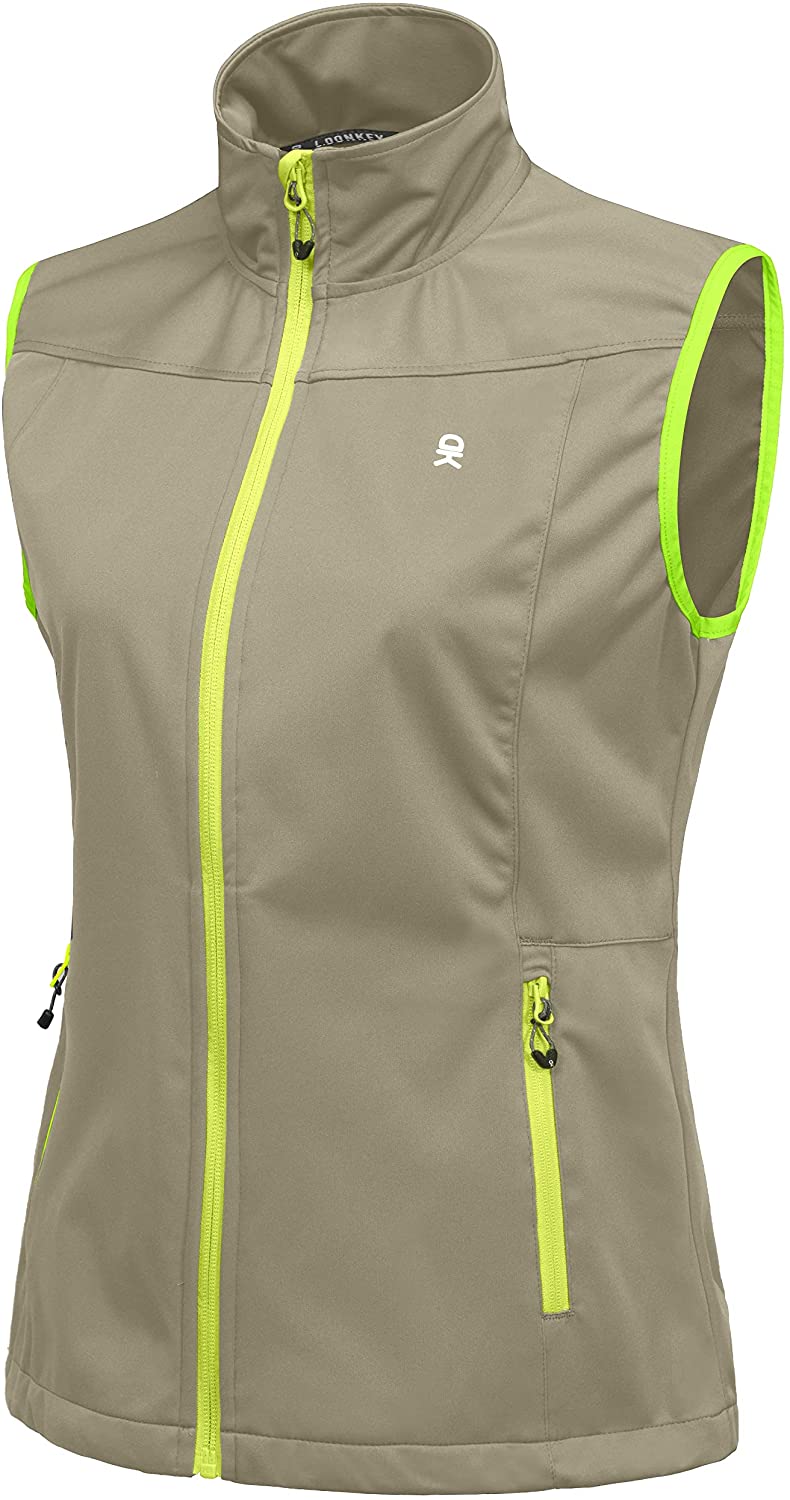 Women's Lightweight Softshell Vest, Windproof Sleeveless Jacket for Running Hiking Travel