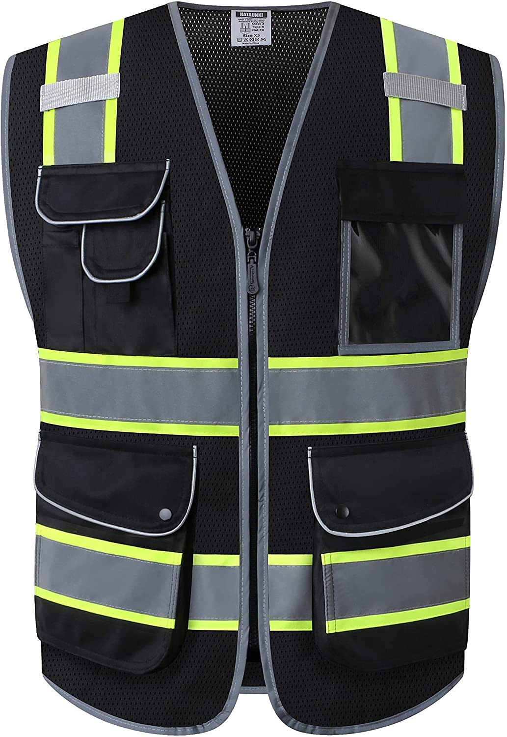 Safety Vest Black with Dual Tone High Reflective Strips Meets ANSI/ISEA Standard