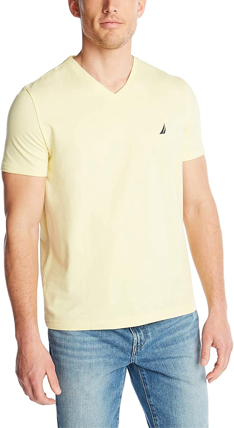 Men's Short Sleeve Solid Slim Fit V-Neck T-Shirt