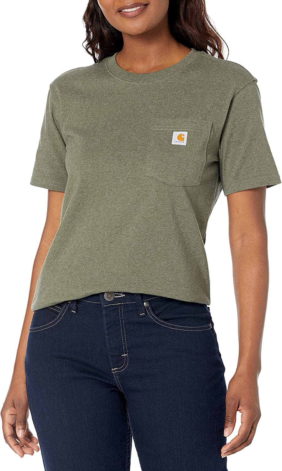 Women's Loose Fit Heavyweight Short-Sleeve Pocket T-Shirt (Regular and Plus Sizes)