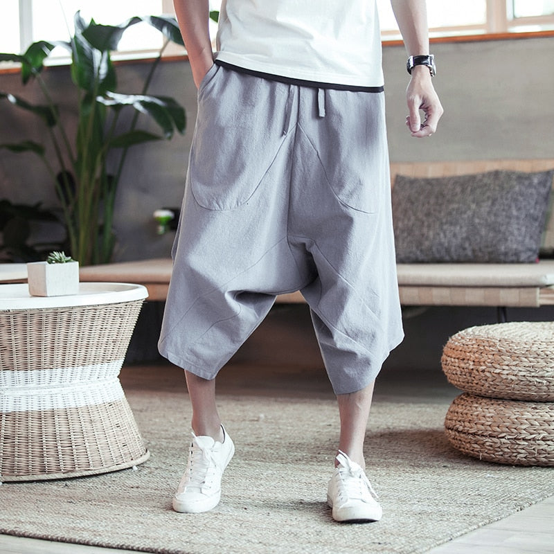Men Harajuku Harem Pants | Mens Summer Cotton Linen Joggers Pants