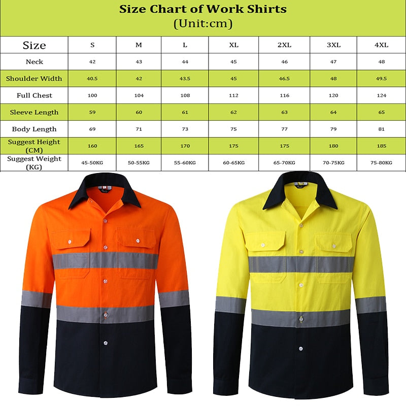 Hi Vis Shirt Men Reflective Safety Workshop Shirt Men