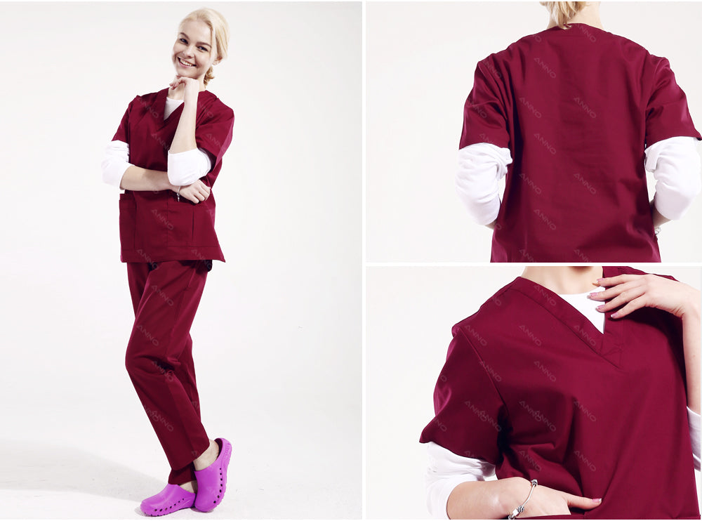 Summer Nursing Scrubs Clothes Set Top Pant Nurse Uniform Male Female Solid Clothing