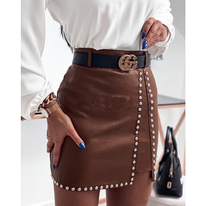 Women Mini Pencil Skirts Office Lady Solid Color High Waist Slim Bottoms Skirts