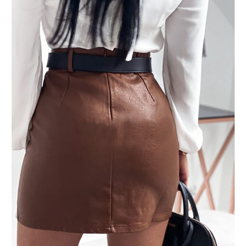 Women Mini Pencil Skirts Office Lady Solid Color High Waist Slim Bottoms Skirts