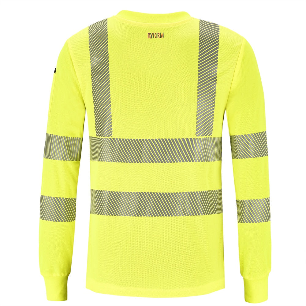 Fluorescent High Visibility Shirts Reflective Safety Polo t-Shirt Long Sleeve Hi Vis Vest