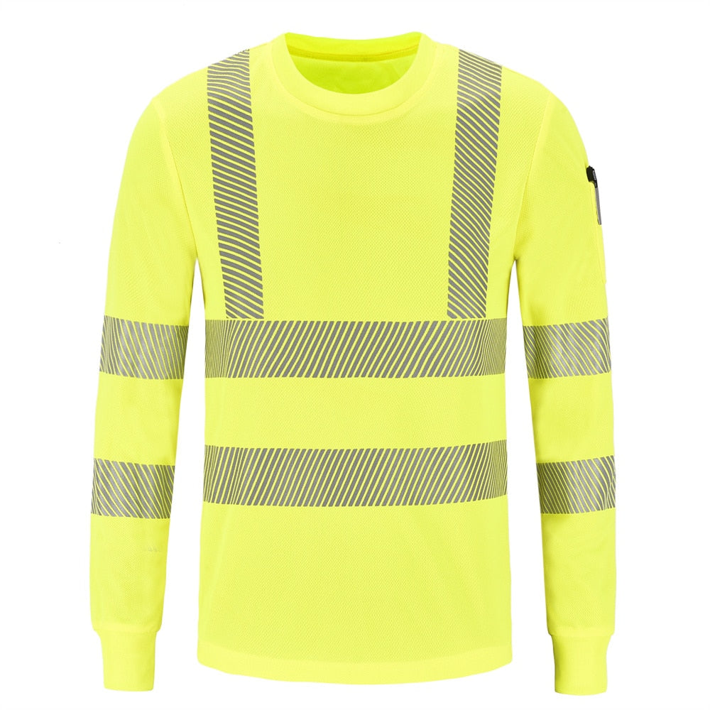 Fluorescent High Visibility Shirts Reflective Safety Polo t-Shirt Long Sleeve Hi Vis Vest