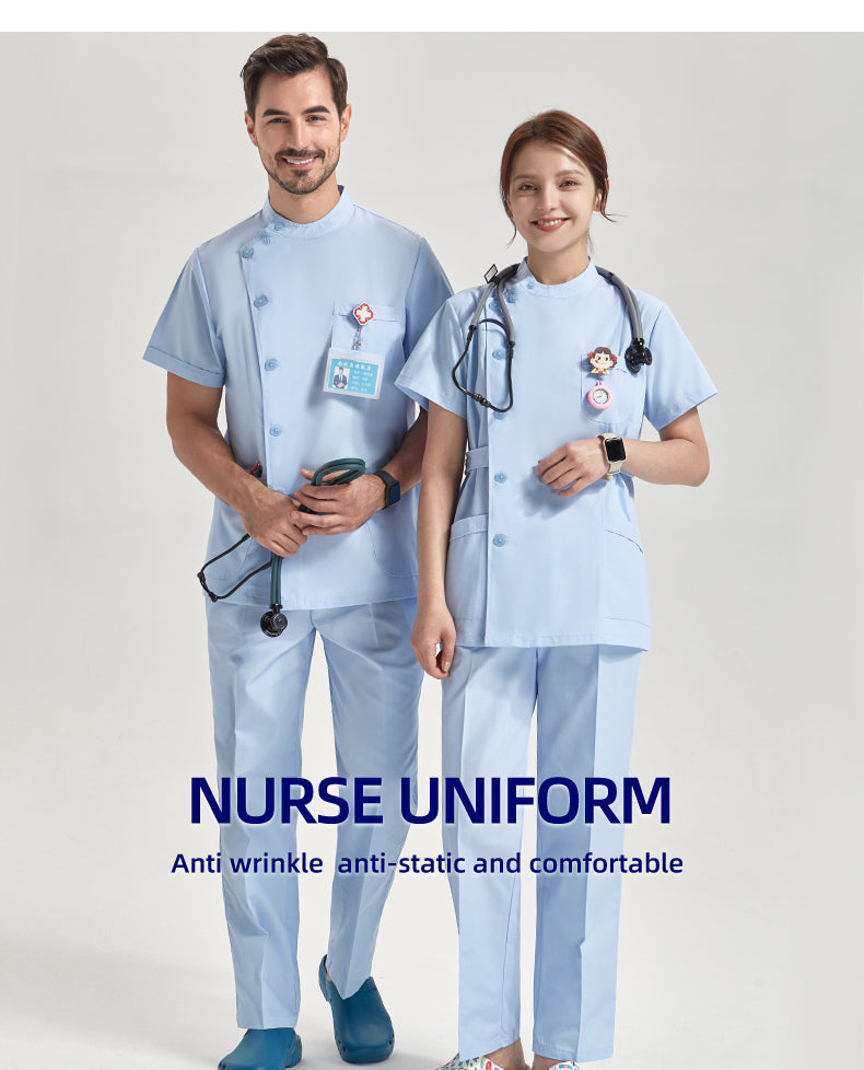 Solid color Nurse Uniform Medical Scrub Set