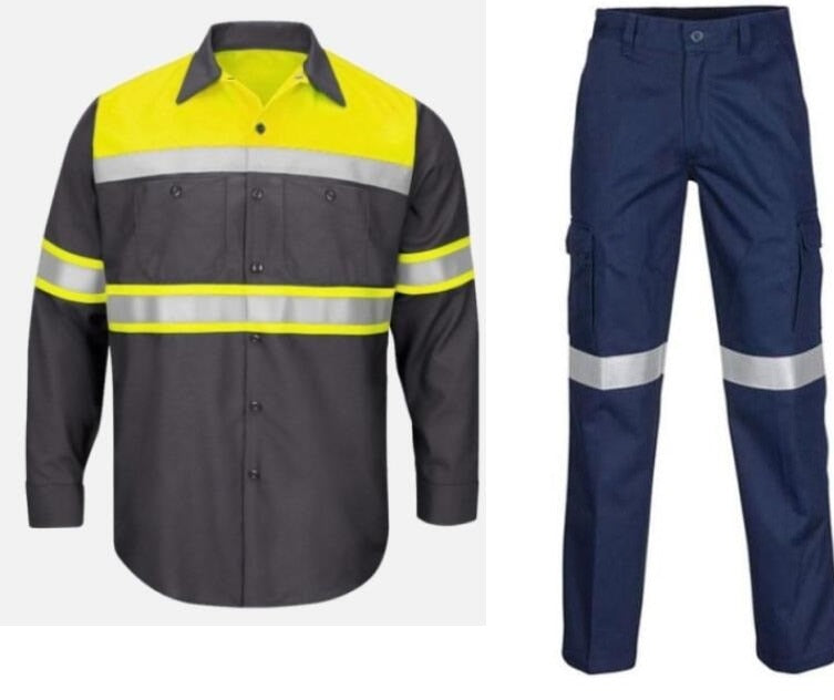 Summer Cotton Work Clothing Hi Vis Long sleeves reflective Safety working Uniform