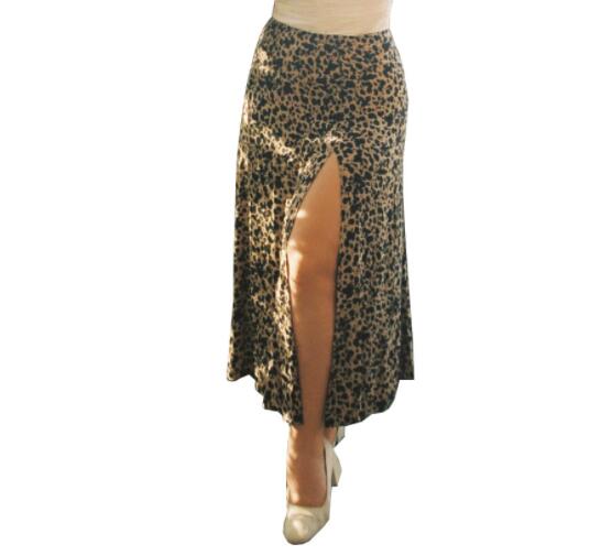 Fashion vintage skirt flower polka dot print high waist stretch split long A-line skirts