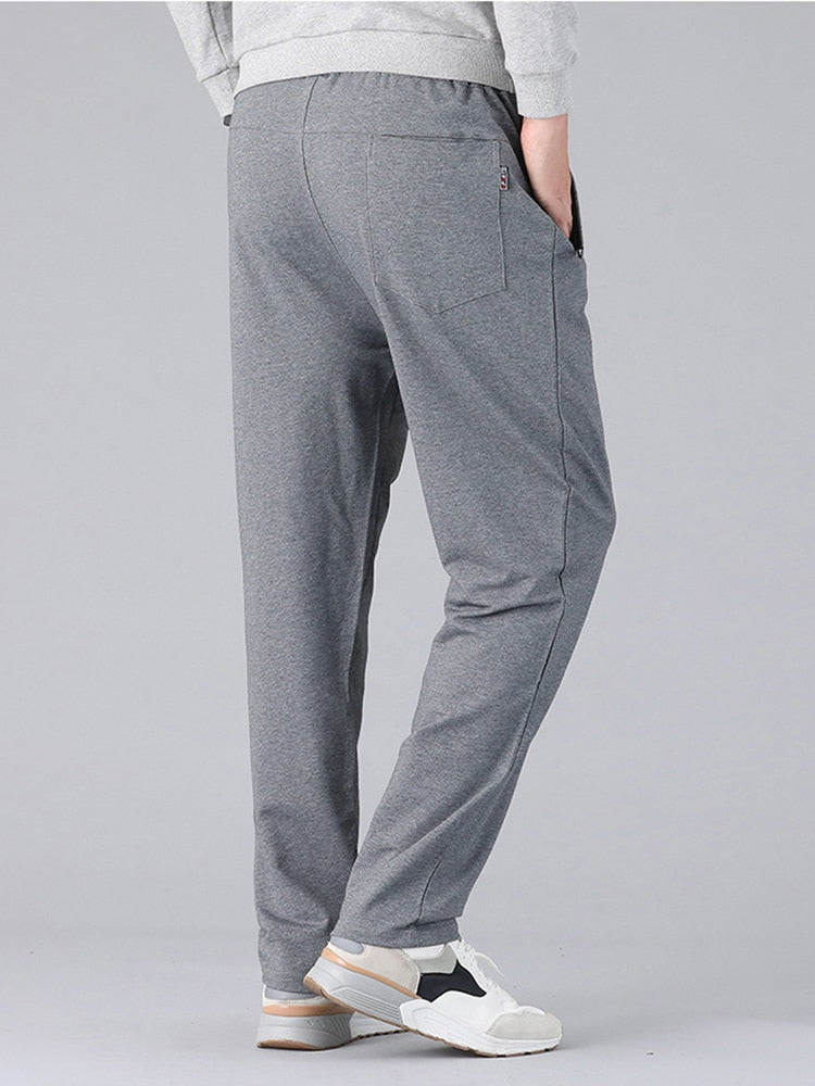 Zip Pockets Straight Cotton Sweatpants Men Sportswear Casual Long Track Pants Male Loose Joggers Trousers