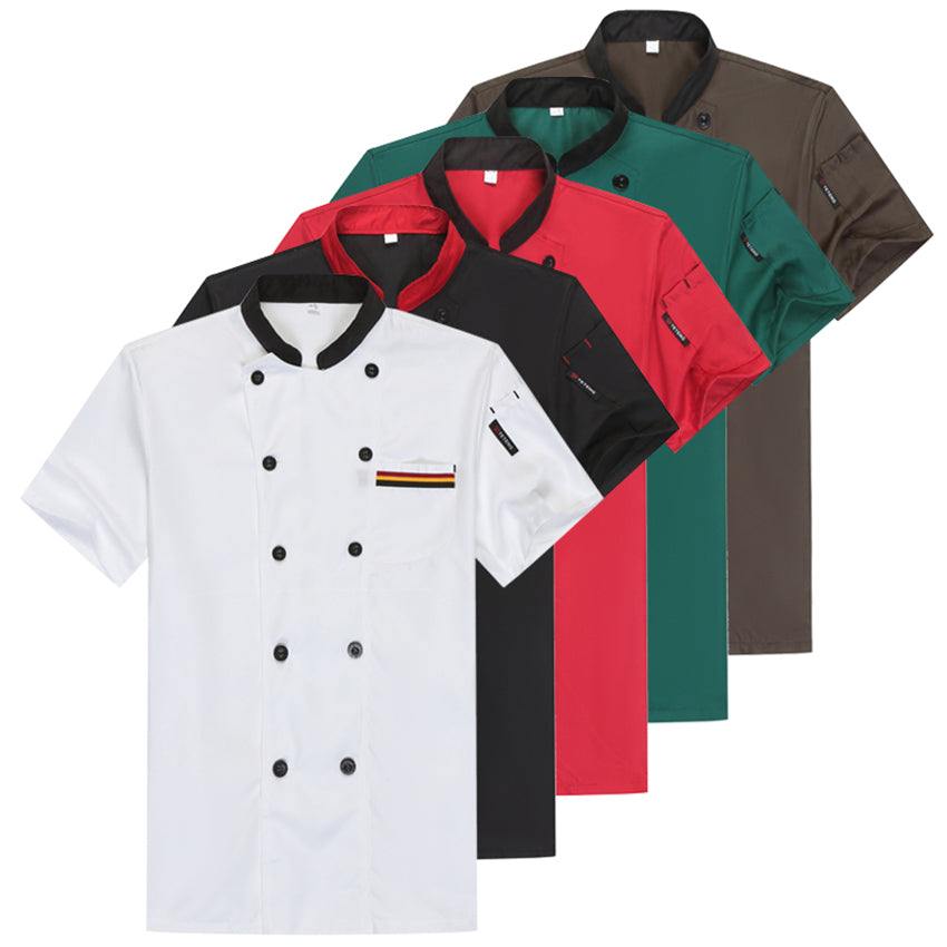 Chef Restaurant Uniform Women's Workwear Men's Short Sleeve Dining Solid Color Chef Clothing Chef Jacket Coat