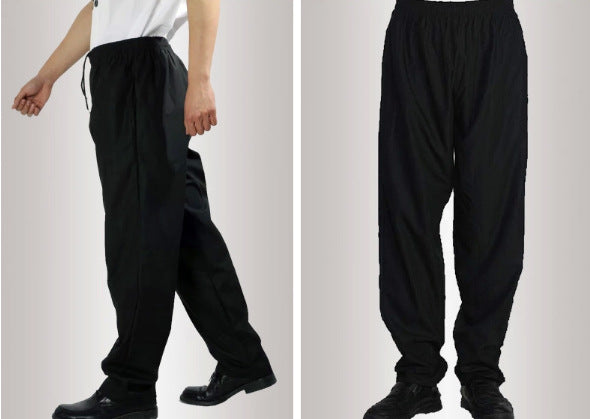New Chef Uniform Restaurant Pants Kitchen Black Elastic Waist Pants Men's Workwear