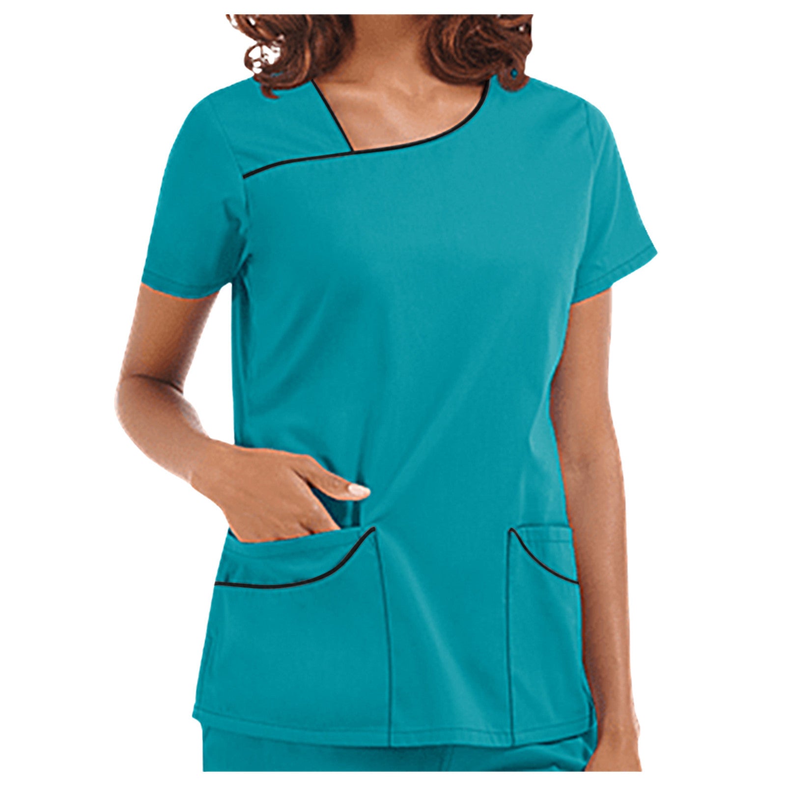 Women Short Sleeve Spa Working Wear Nurse Scrubs Tops Healthcare Tunic VET Therapist Uniform