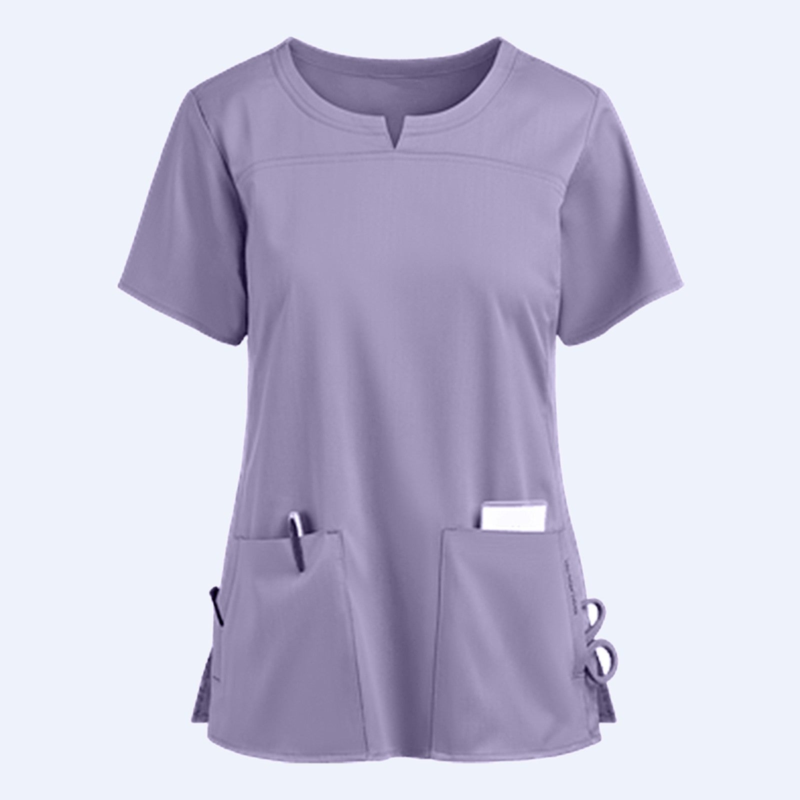 Plus Size Nursing Scrubs V-neck Women Blouse Short Sleeve Nurse Working Uniforms Nurse Solid Color Top T shirt Pocket