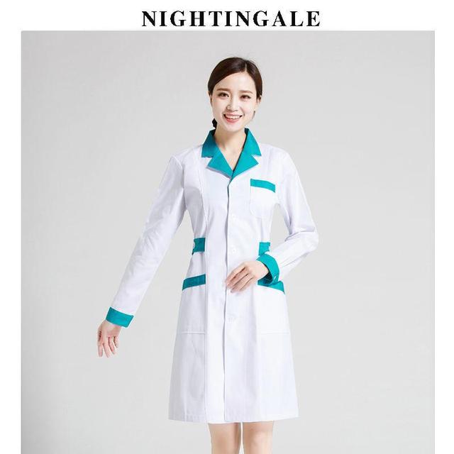 17 Style Lab Uniform For Women Uniforms Work Wear Pharmacy White Coat Costume Female Spa Beauty Salon Long Jacket Gown