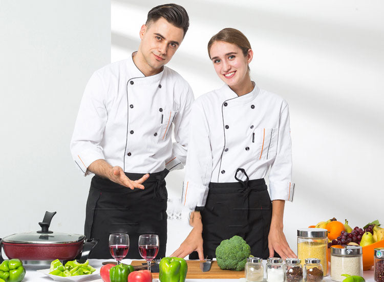 Catering Uniform Long Sleeve Men&#39;s Kitchen Jacket Kitchen Work Uniform Hotel Women Waiter Restaurant Clothes