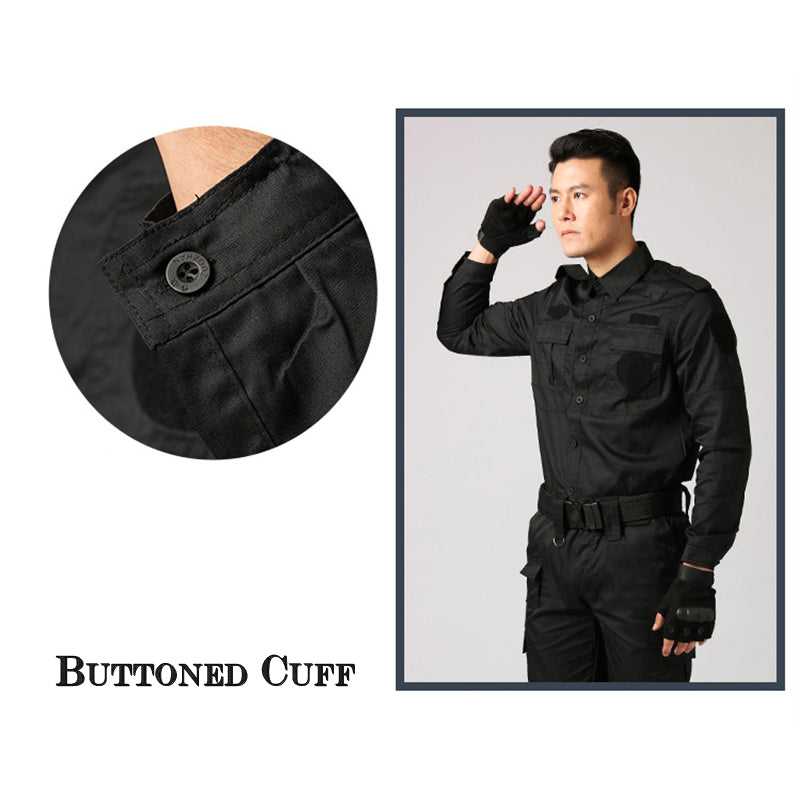 Black Military Uniform Tactical Army Clothing Security Guard Workshop Outdoor Training Summer Autumn Short Sleeve Long Sleeve