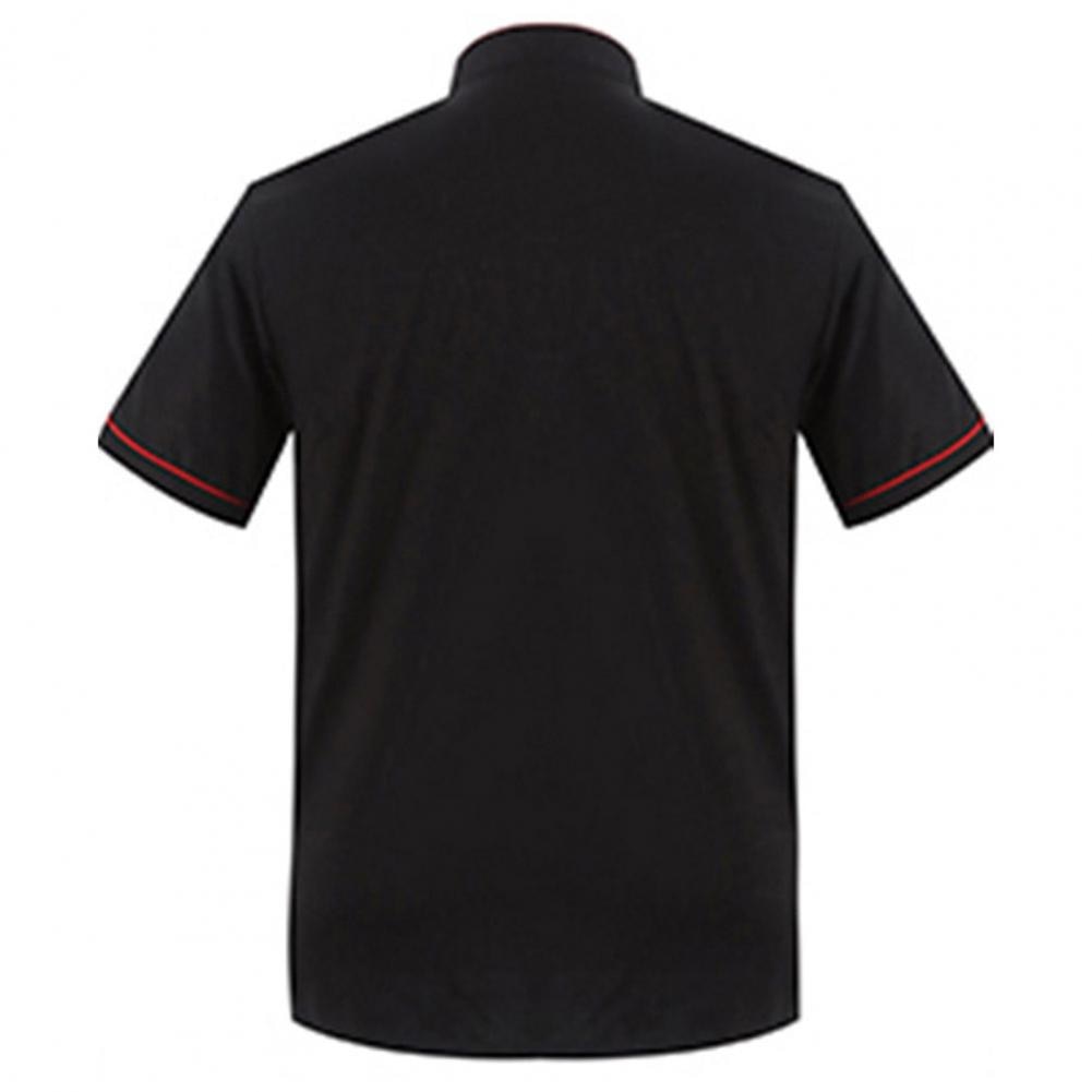 Men Chef Uniform Hotel Kitchen Work Clothes Loose Short Sleeve Stand Collar Double-breasted T-shirt Chef Waiter Uniform