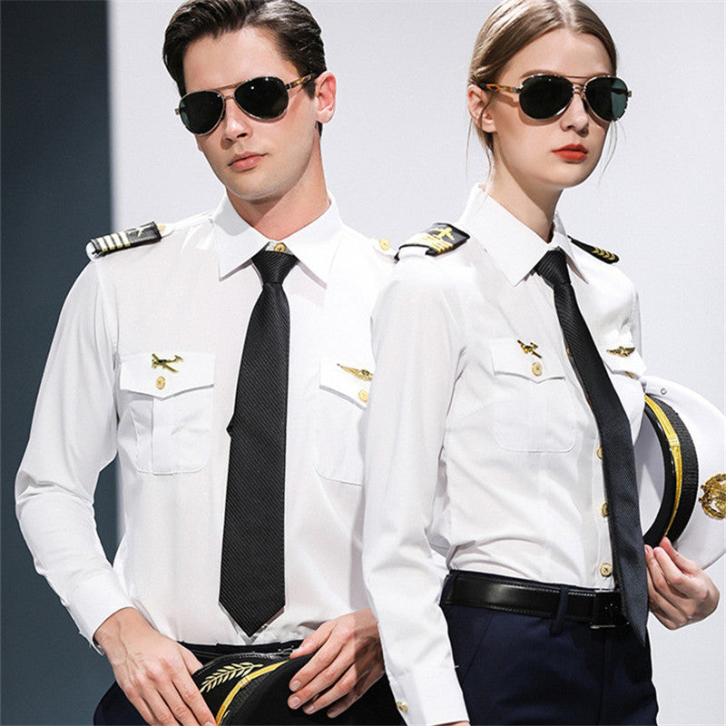 Women Hotel Waitress Club Attendant Work Clothes Long Sleeve Autumn Shirt Airlines Flight Uniform Security Guard