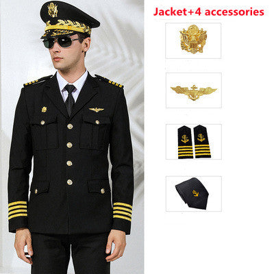 Captain Seaman Professional Uniform Security Guard Business Clothing Costume Suit Pilot Ship Sailor Performance Dress Jacket