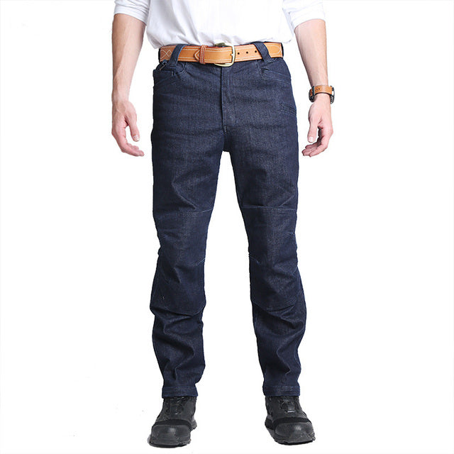 Men&#39;s Jeans Pants Fall Military Straight Denim Tactical Long Trousers Stretch City Security Special Force Combat Pant Trousers