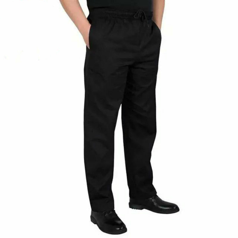 New Chef Uniform Restaurant Pants Kitchen Black Elastic Waist Pants Men's Workwear