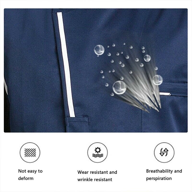 Unisex Breathable Cook Jacket Short Sleeve Chef Uniform Tops with Pocket Coat