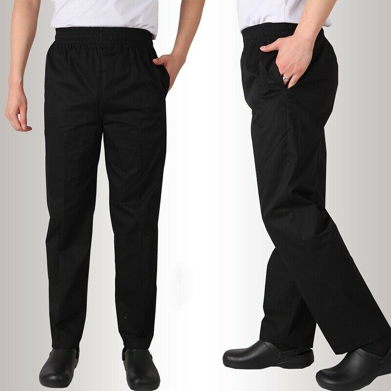 Men's Chef Pants Kitchen Work Baggy Trousers Restaurant Staff Uniform Slacks